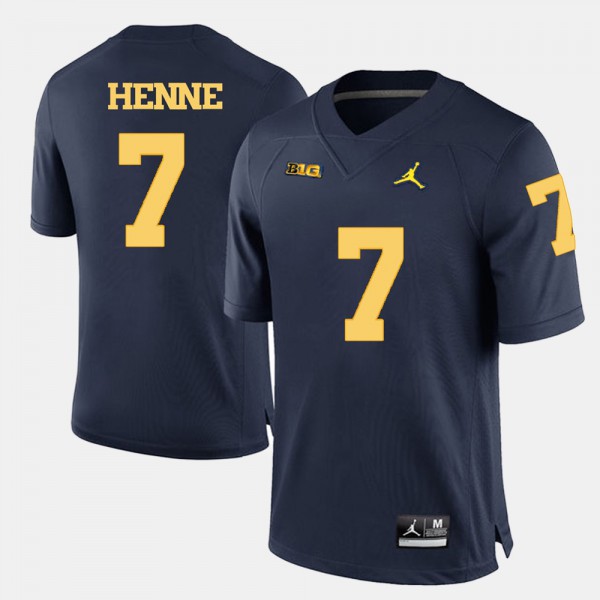 University of Michigan #7 For Men's Chad Henne Jersey Navy Blue College College Football